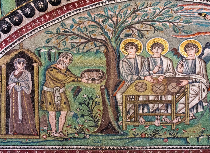 The Hospitality of Abraham from the basilica of San Vitale in Ravenna, Italy. Photo by Lawrence OP